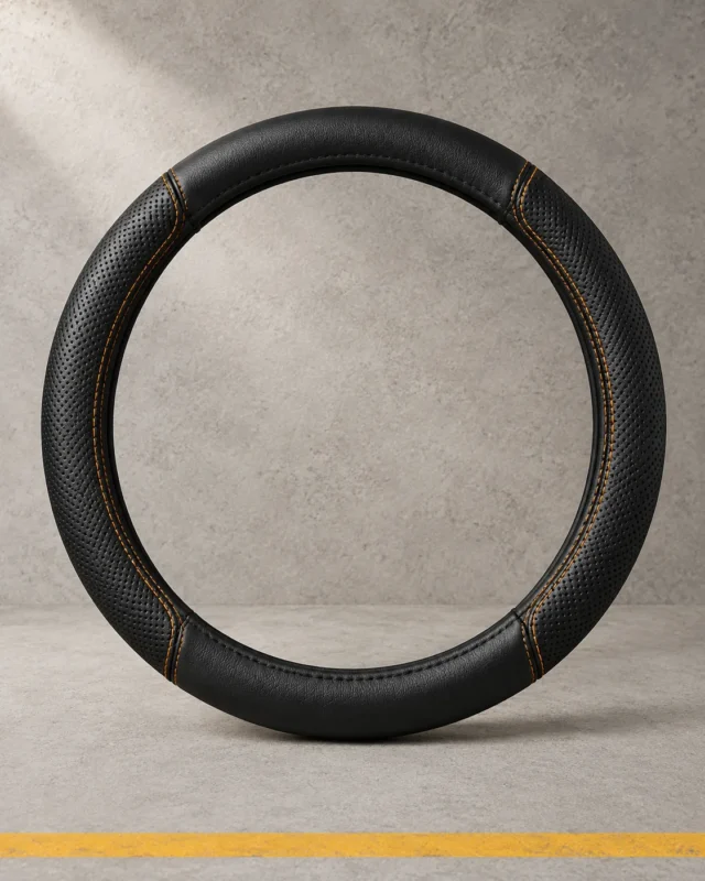 Faux Leather Steering Wheel Cover, 37–38 cm